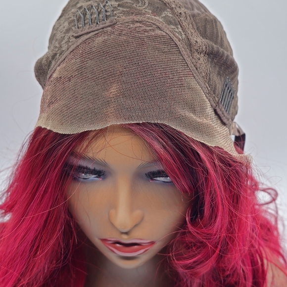 Uniwigs Cherry Cola Red Wine Wavy Synthetic Lace Front Wig - Picture 8 of 9